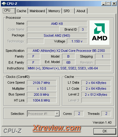 AMD Athlon X2 BE -2350 : cpuz