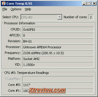 AMD Athlon X2 BE -2350 : core temp