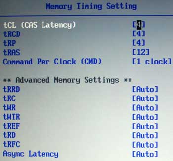 ASUS P5N- E SLI - memory timing settings