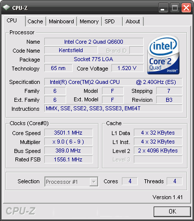 Q6600 @ 3500 MHz 