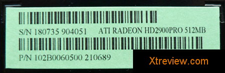 HIS radeon HD 2900 Pro 512 Mb serial number