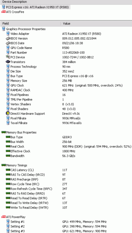 HIS radeon x1950 XT iceQ3 turbo 256Mb : everest