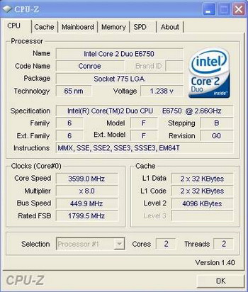 Intel Core 2 Duo E6750 - overclocking