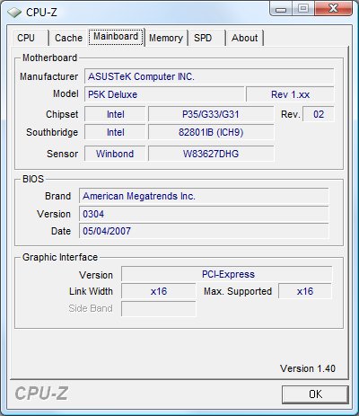 INTEL P35: CPUZ