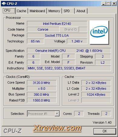 intel pentium e2140 @ 390 FSB