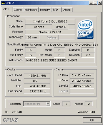  core 2 Duo e6850 @4300mhz