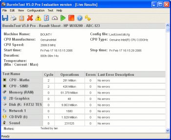 PassMark BurnInTest v.6.0 Build 1007