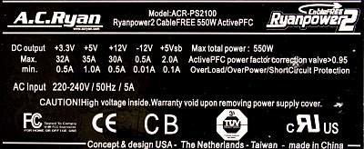 A.C. Ryan Ryanpower2 CableFree ACR-PS2100 (550W)