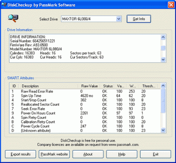 PassMark DisckCheckup v.2.1 Build 1004