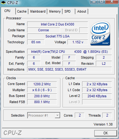 core duo e4300 power saving