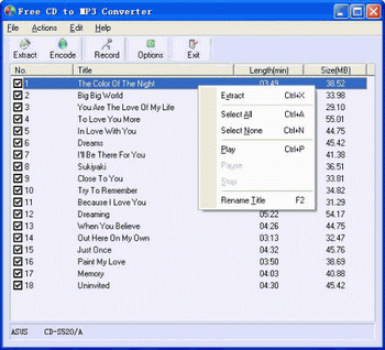 Free CD to MP3 Converter v.3.0