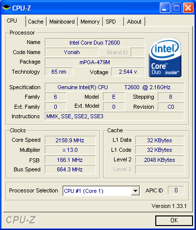 pentium Yonah Core Duo T2600 overclocking