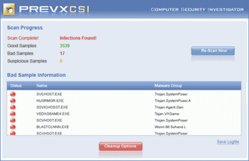 Prevx CSI - Free Malware Scanner v.3.0.1.17