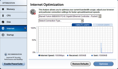 SpeedUpMyPc  bandwidth monitor