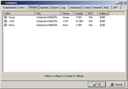  Speedfan : configure voltage